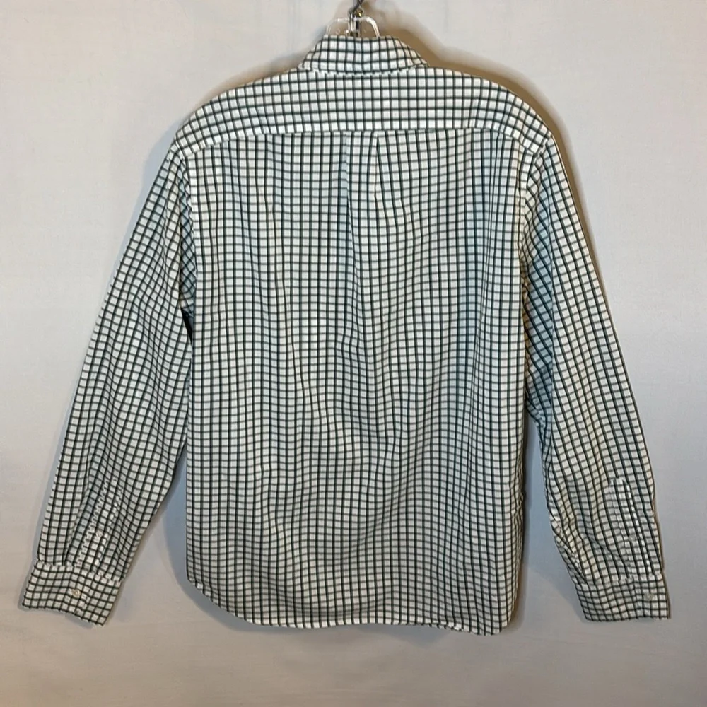 J. Crew Secret Wash Button Down Check Shirt White Green Men's Medium Slim